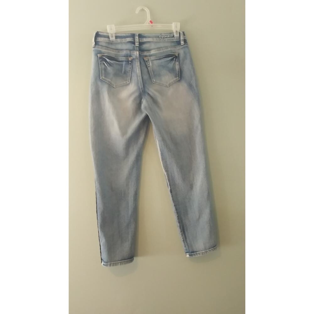 Hydraulic Skinny Jeans Light Wash Black Felt Side Strip Size 6 Y2K Tuxedo Stripe - Picture 4 of 7
